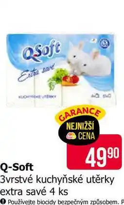 Teta QSoft 3vrstvé kuchyňské utěrky extra savé 4 ks nabídka