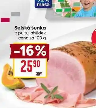 Billa Selská šunka z pultu lahůdek cena za 100g nabídka