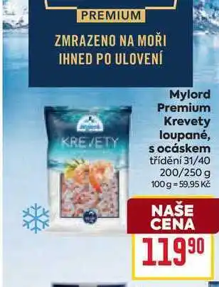 Billa Mylord Premium Krevety loupané, s ocáskem třídění 31/40 200/250 g nabídka