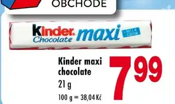 Qanto Kinder maxi chocolate nabídka