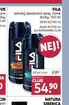 Rossmann Fila pánský deodorant nabídka