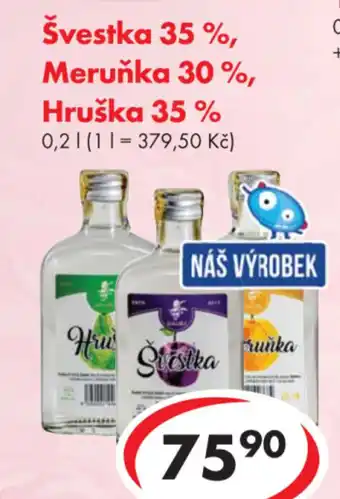 CBA Švestka 35 %, Meruňka 30%, Hruška 35 % nabídka