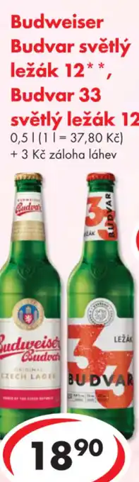 CBA Budweiser Budvar světlý ležák 12, Budvar 33 světlý ležák 12 nabídka