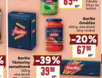 Billa Barilla těstoviny nabídka