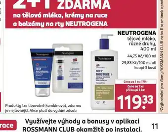 Rossmann Nautrogena tělové mléko nabídka