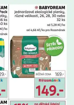 Rossmann Babydream ekologické plenky nabídka