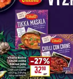 Billa Vitana Bistro Chutě světa Základ jídla Tikka Masala, Chilli con Carne od 21 g nabídka