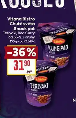 Billa Vitana Bistro Chutě světa Snack pot Teriyaki, Red Curry od 55 g nabídka