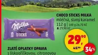 Penny Market CHOCO STICKS MILKA mléčná, slaný karamel, 112 g nabídka