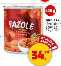 Penny Market FAZOLE XXL různé druhy, 800/480 g nabídka