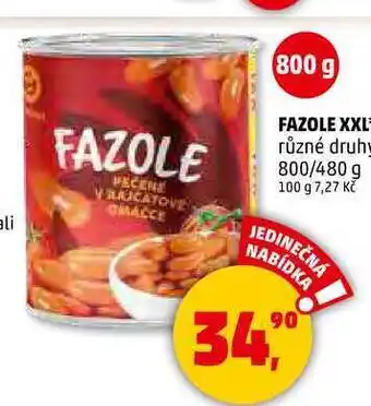 Penny Market FAZOLE XXL různé druhy, 800/480 g nabídka