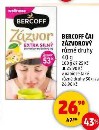 Penny Market BERCOFF ČAJ EXTRA SILNÝ ZÁZVOROVÝ různé druhy, 40 g nabídka