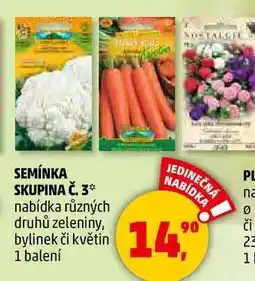 Penny Market SEMÍNKA SKUPINA Č. 3 nabídka různých druhů zeleniny, bylinek či květin, 1 balení nabídka