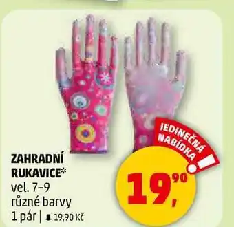 Penny Market ZAHRADNÍ RUKAVICE vel. 7-9 různé barvy, 1 pár nabídka