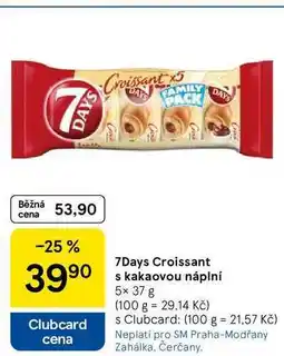 Tesco 7Days Croissant s kakaovou náplní, 5x 37 g nabídka