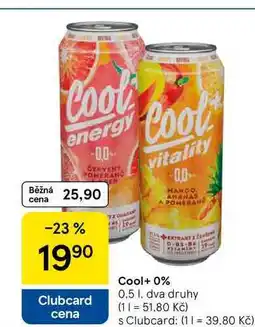 Tesco Cool+0%, 0,5 l. dva druhy nabídka