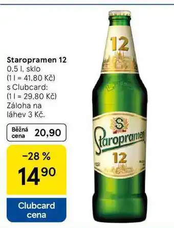 Tesco Staropramen 12, 0.5 1, sklo nabídka