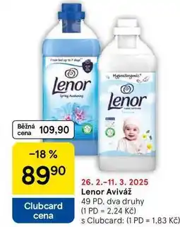 Tesco Lenor Aviváž, 49 PD, dva druhy nabídka