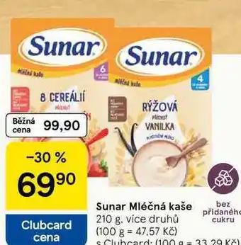 Tesco Sunar Mléčná kaše, 210 g nabídka