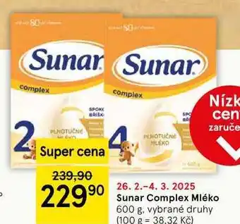 Tesco Sunar Complex Mléko, 600 g, vybrané druhy nabídka