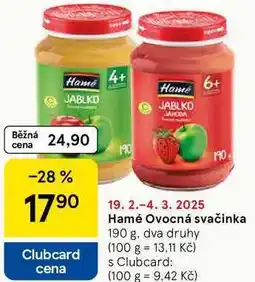 Tesco Hamé Ovocná svačinka, 190 g nabídka