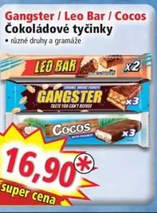 Norma Gangster / Leo Bar / Cocos Čokoládové tyčinky nabídka