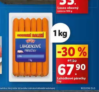 Lidl Lahůdkové párky nabídka