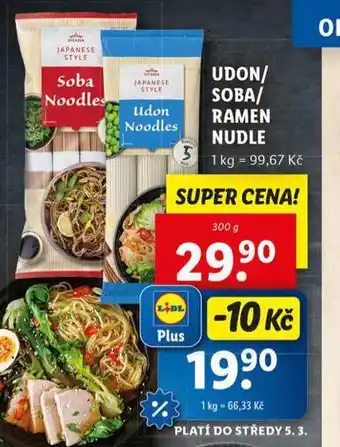 Lidl Udon / soba / ramen nudle nabídka