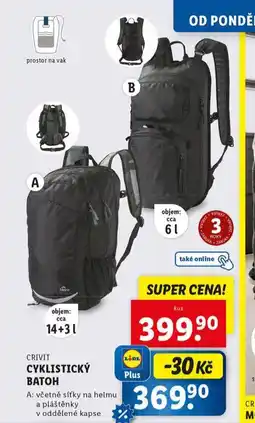 Lidl Cyklistický batoh nabídka