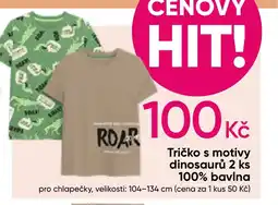 Pepco Tričko s motivy dinosaurů 2 ks 100% bavlna nabídka