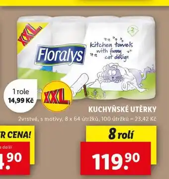 Lidl Floralys kuchyňské utěrky nabídka