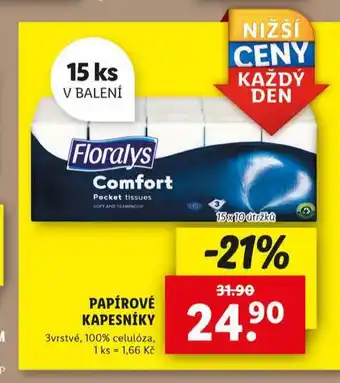 Lidl Floralys papírové kapesníky nabídka