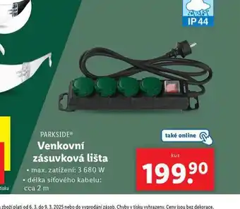 Lidl Venkovní zásuvková lišta nabídka