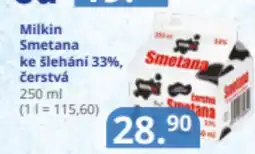 Potraviny CZ Milkin Smetana ke šlehání 33%, čerstvá nabídka