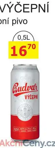 BENE Nápoje BUDVAR Pivo světlé výčepní 0,5l 0.5l plechovka nabídka