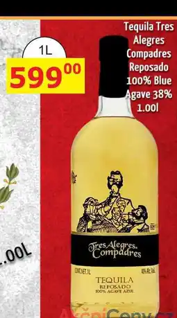 BENE Nápoje Tequila Tres Alegres Compadres Reposado 40% 1l nabídka