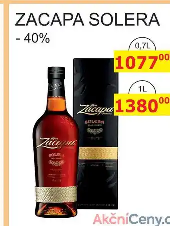 BENE Nápoje ZACAPA SOLERA - 40% 0,7L nabídka