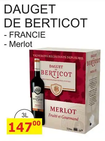 BENE Nápoje DAUGET DE BERTICOT - FRANCIE - Merlot 3L nabídka