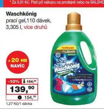 Barvy a laky drogerie Waschkönig prací gel, 110 dávek, 3,305l nabídka