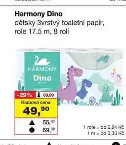 Barvy a laky drogerie Harmony Dino dětský 3vrstvý toaletní papír, role 17,5 m, 8 rolí nabídka