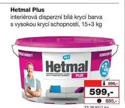 Barvy a laky drogerie Hetmal Plus interiérová disperzní bílá krycí barva s vysokou krycí schopností, 15+3 kg nabídka