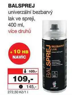 Barvy a laky drogerie BALSPREJ univerzální bezbarvý lak ve spreji, 400 ml, více druhů nabídka