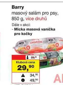 Barvy a laky drogerie Barry masový salám pro psy, 850 g nabídka