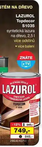 Barvy a laky drogerie LAZUROL Topdecor $1035 syntetická lazura na dřevo, 2,5l nabídka