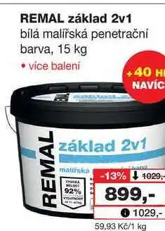 Barvy a laky drogerie REMAL základ 2v1 bílá malířská penetrační barva, 15 kg nabídka