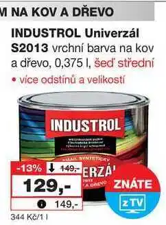 Barvy a laky drogerie INDUSTROL Univerzál S2013 vrchní barva na kov a dřevo, 0,375 I, šeď střední nabídka