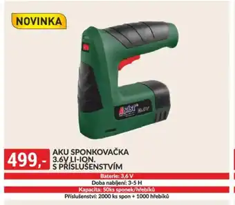 Baumax Aku sponkovačka 3.6v Li-ion. s příslušenstvím nabídka