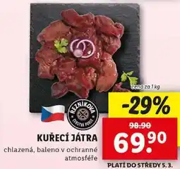 Lidl KUŘECÍ JÁTRA, cena za 1 kg nabídka