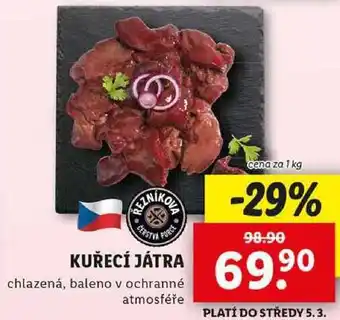 Lidl KUŘECÍ JÁTRA, cena za 1 kg nabídka