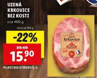 Lidl UZENÁ KRKOVICE BEZ KOSTI, cena za 100 g nabídka